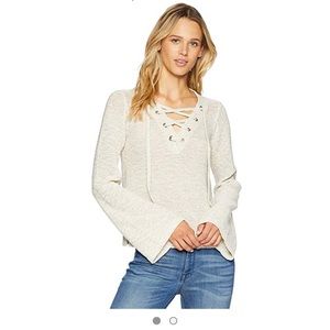 CUPCAKES & CASHMERE|calida Lace-up front pullover